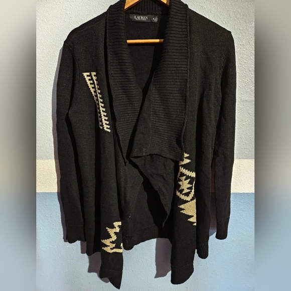 RARE Vintage Raulph Lauren Black Label Cardigan Sweater Aztec Tribal Vibe M NWOT - Picture 3 of 6
